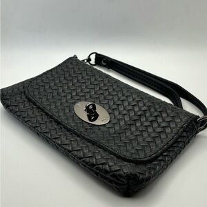 Garuglieri Italy Black Woven Genuine Leather Clutch